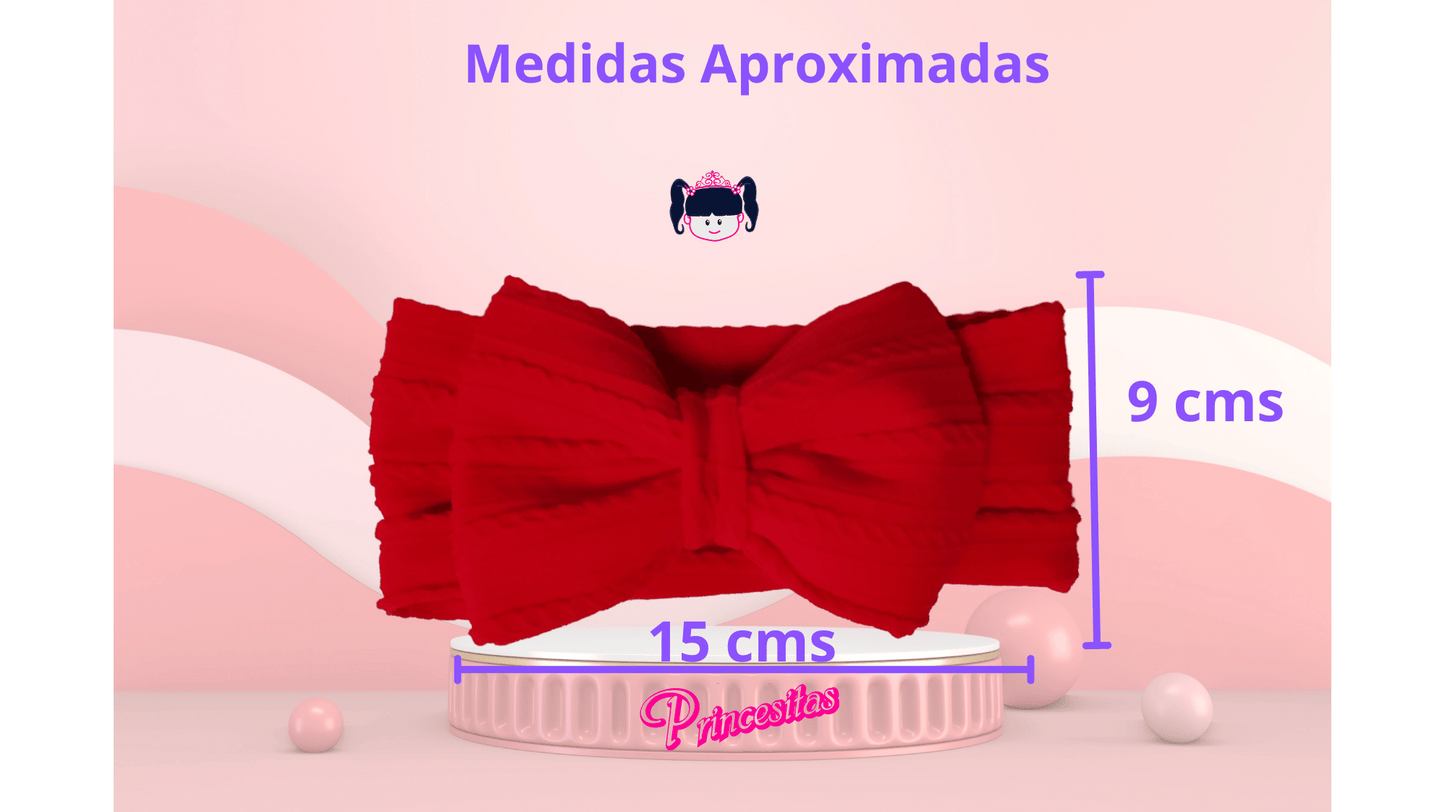 Diadema con moño de tela calada Roja
