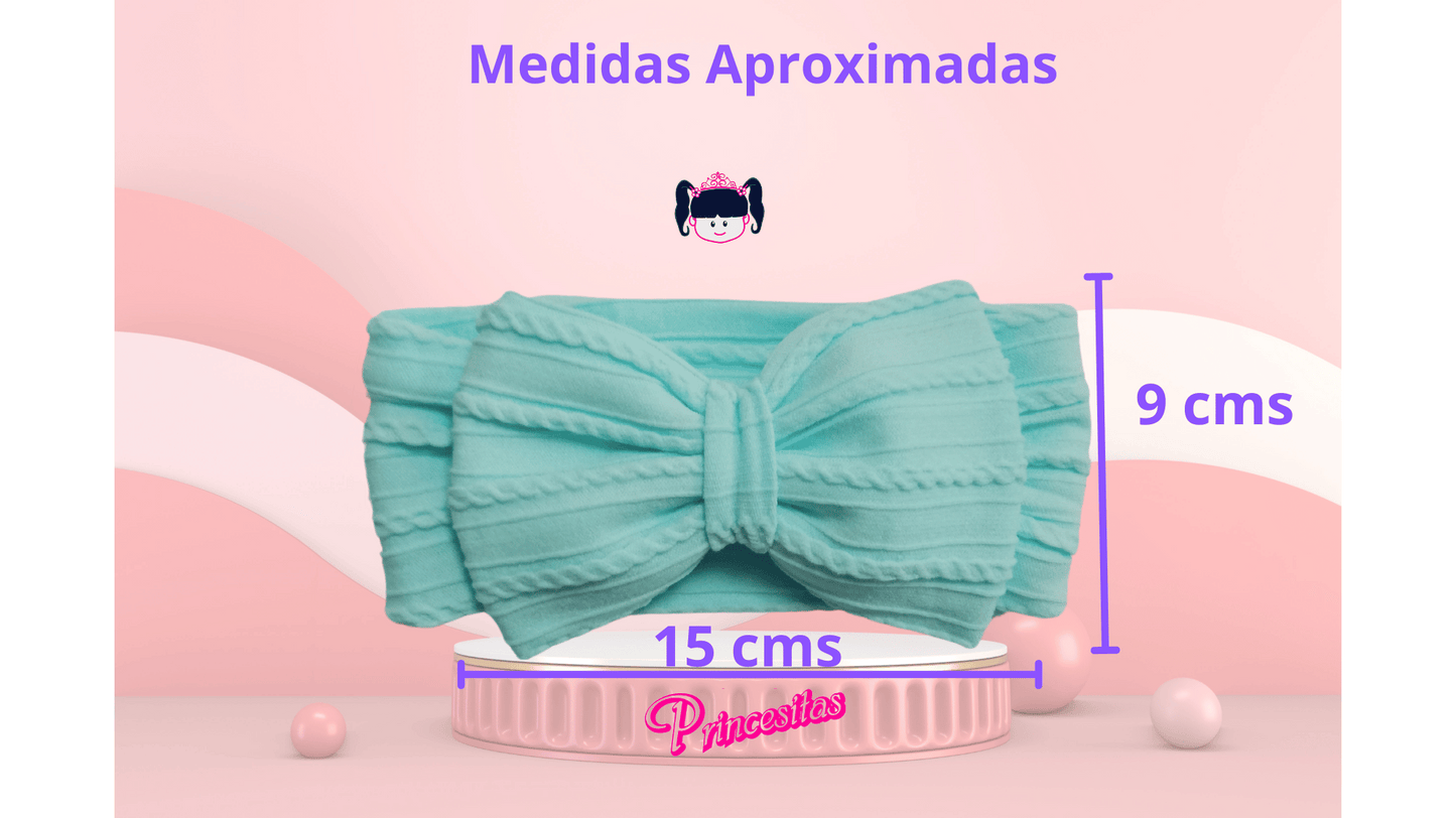 Diadema con moño de tela calada Aqua