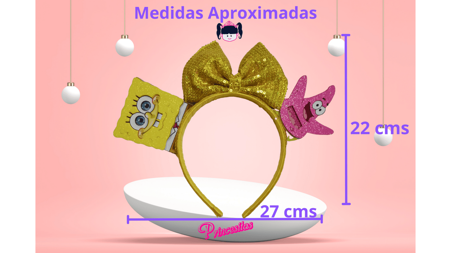 Diadema con orejas de Bob Esponja y Patricio
