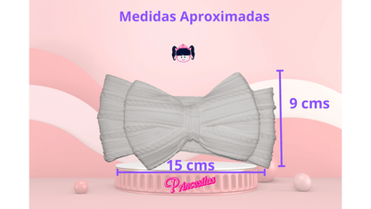 Diadema con moño de tela calada Blanca