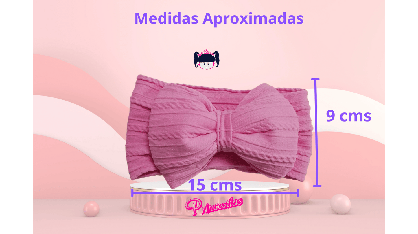 Diadema con moño de tela calada Rosa