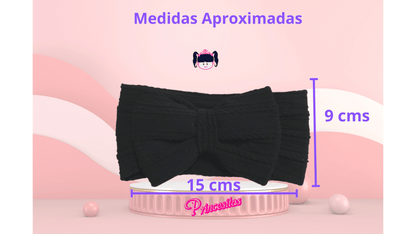 Diadema con moño de tela calada Negra