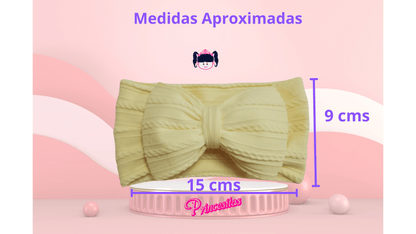 Diadema con moño de tela calada Amarilla