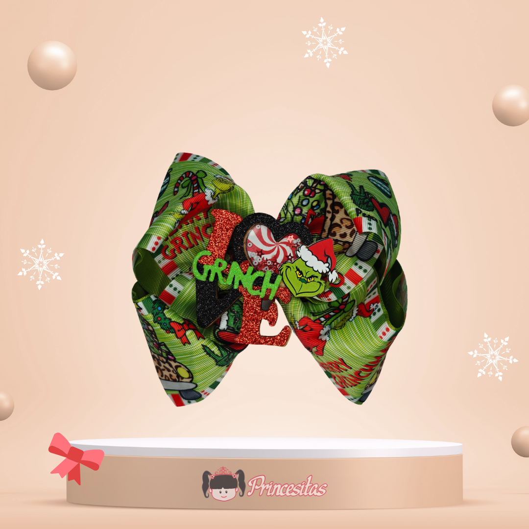 Moño Boutique del Grinch Merry Grinchmas verde