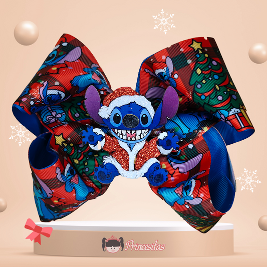 Moños Boutique navideños con Stitch