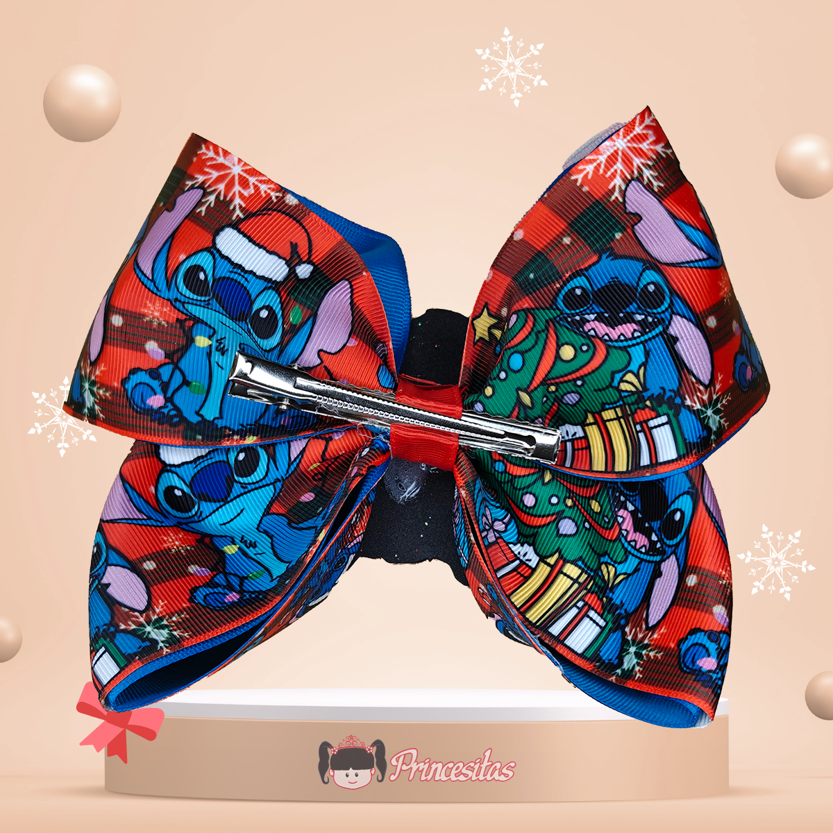 Moños Boutique navideños con Stitch