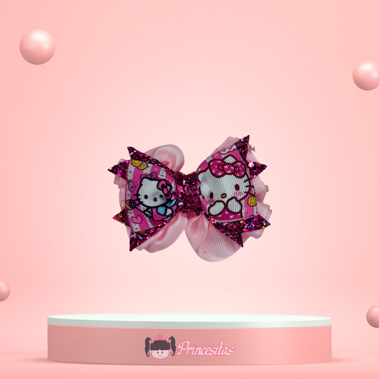 Moño Abanico de Hello Kitty rosa